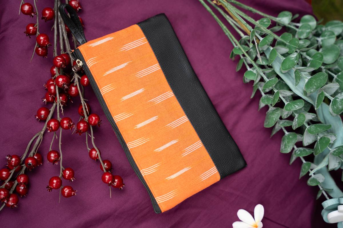 Orange Ikat Clutch