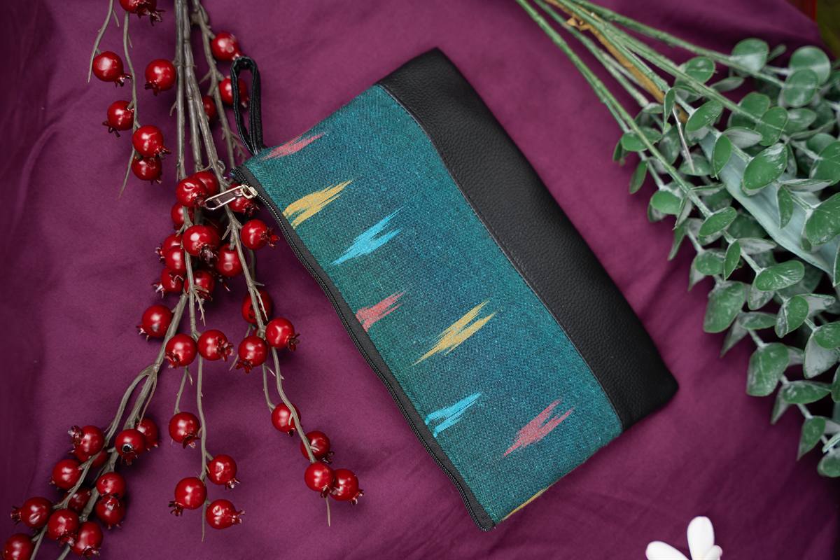 Teal Ikat Clutch