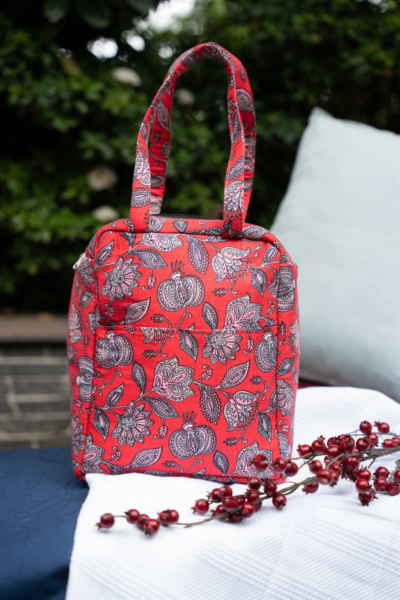 Crimson Floral Tote