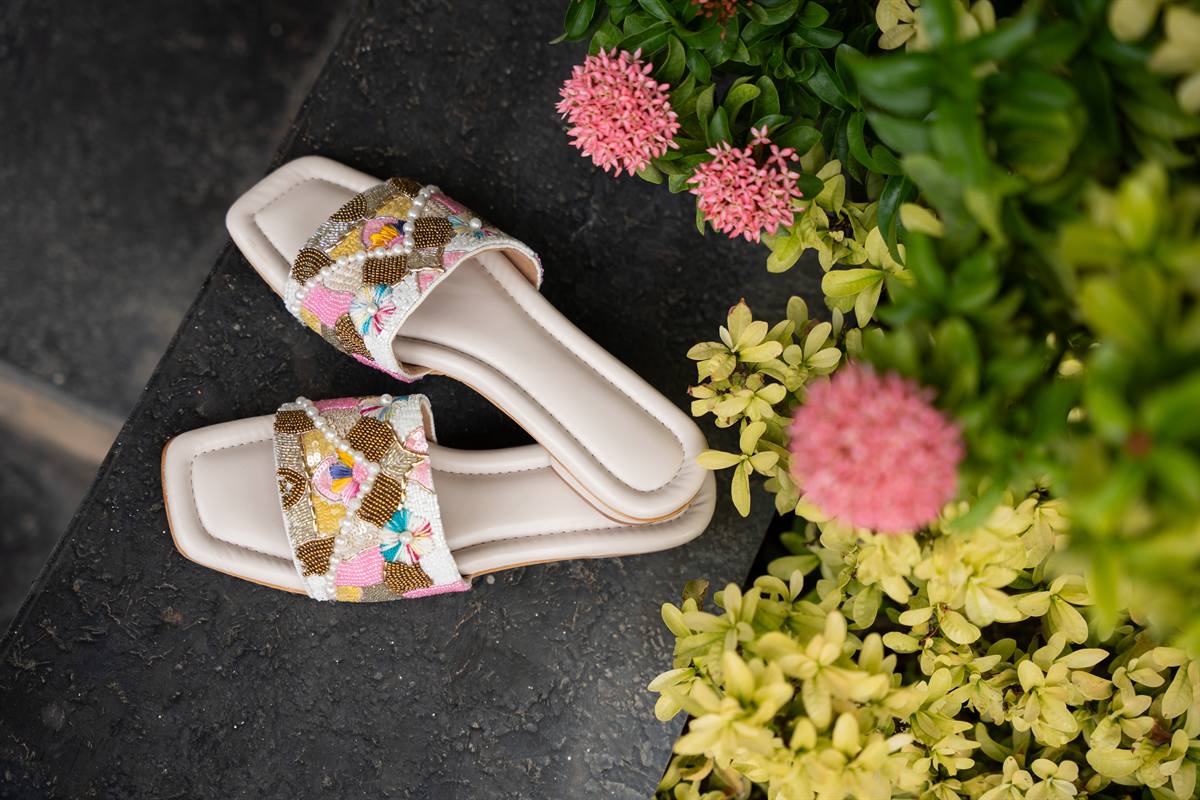 Ivory Floral Flats