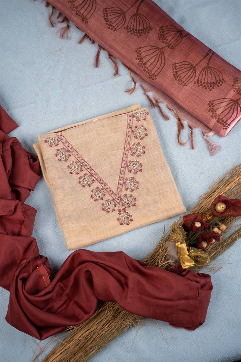 Maroon Floral Neckline