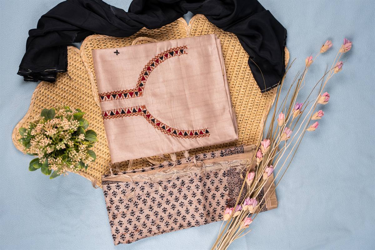 Beige Beaded Neckline