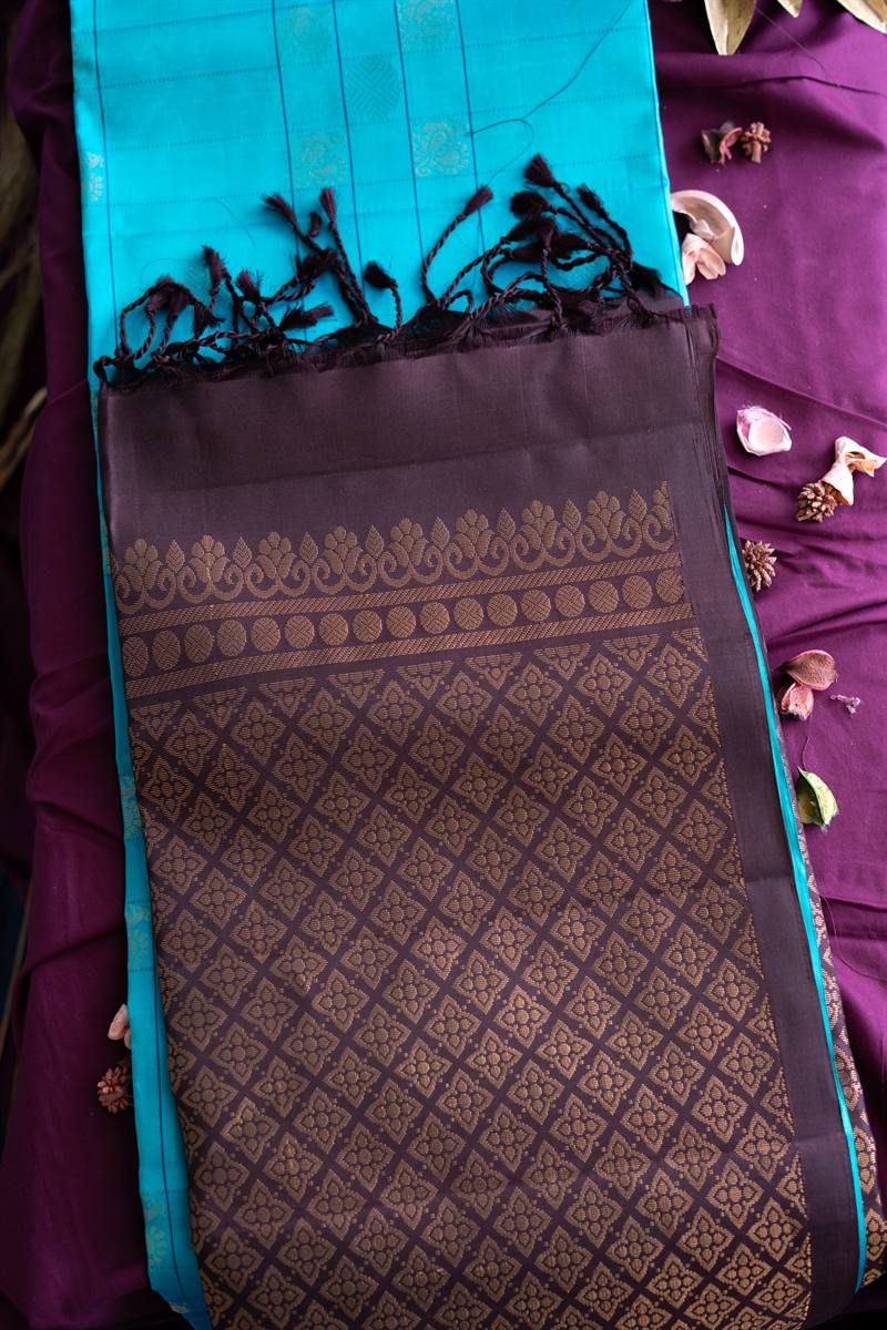 Turquoise Pallu Brocade