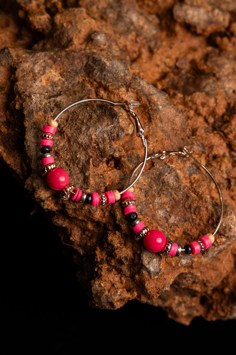 Pink Bead Hoops