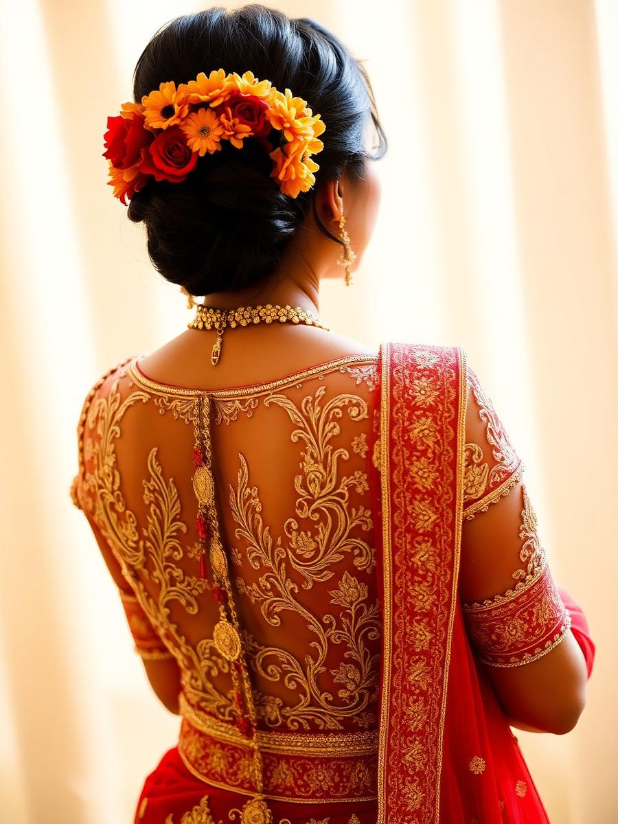 Bridal back embroidery detail