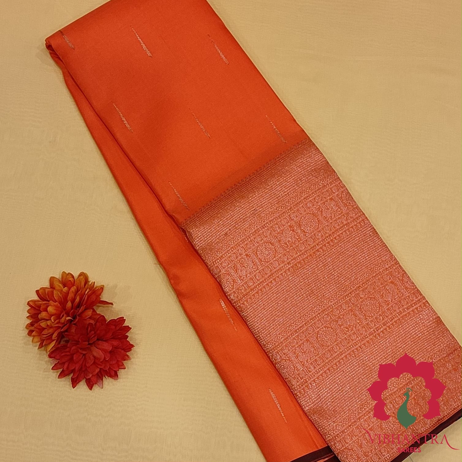 Rust Copper Tussar Silk Saree