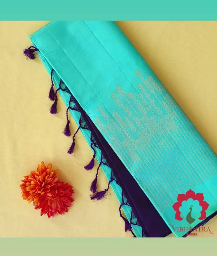 Sky Blue Linen Zari Saree