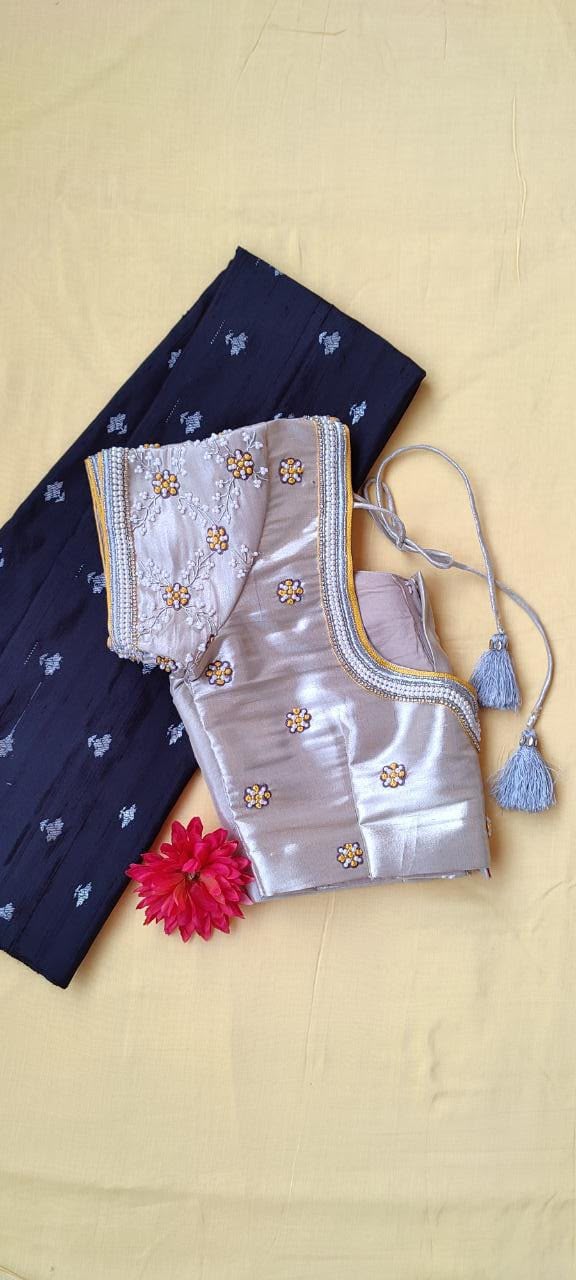 Turquoise Blue Tissue Silk Saree