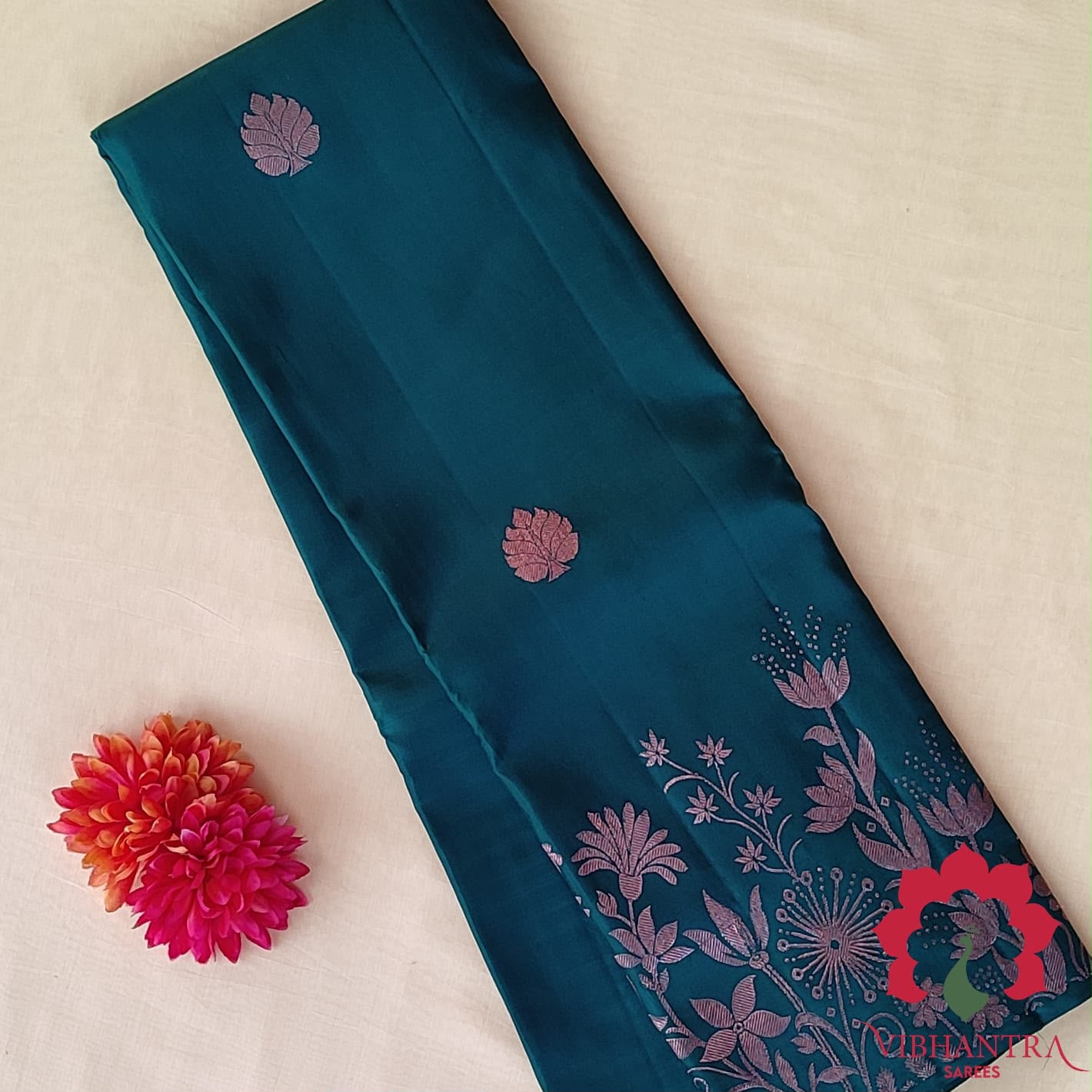 Peach Amber Handloom Silk Saree